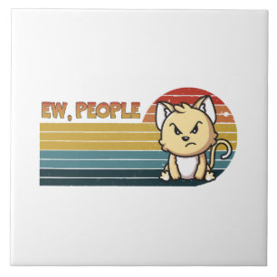 Funny Cute Angry Cat People Tile