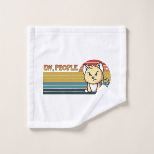 Funny Cute Angry Cat People Wash Cloth