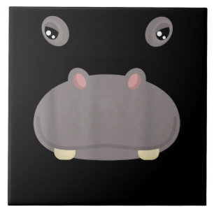 Funny Cute Animal Face Hippo Costume Halloween Tile