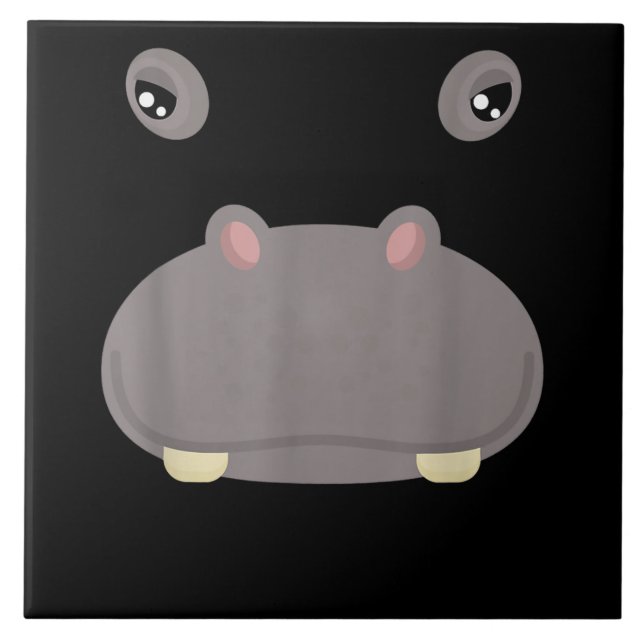 Funny Cute Animal Face Hippo Costume Halloween Tile (Front)