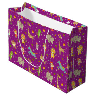 Funny Cute Animals Celebrating Christmas Large Gift Bag