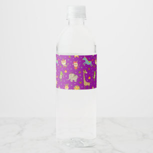 Funny Cute Animals Celebrating Christmas Water Bottle Label