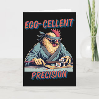 Funny Cute Anime Samurai Chicken Sushi Eggcellent  Card