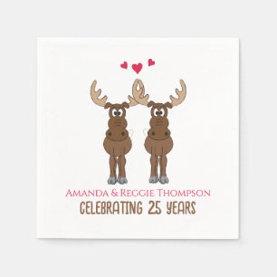 Funny Cute Anniversary Party Whimsical Moose  Napkin