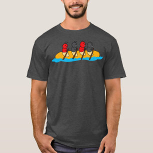 Funny Cute Ants Ride A Long Bread Kayak Boat T-Shirt