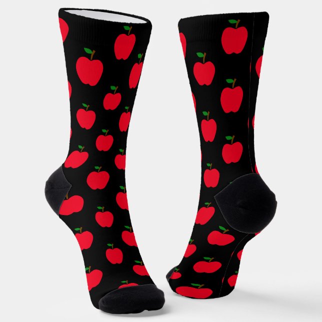 Funny Cute Apple Patterned Print Pattern Teacher Socks (Angled)