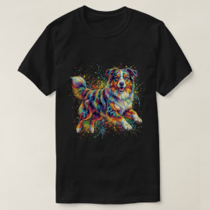Funny Cute Australian Shepherd Colourful Dog T-Shirt