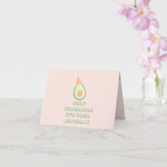 Funny Cute Avocado Birthday Card (Orchid)