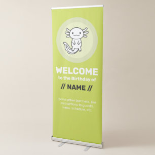 Funny cute Axolotl Squad custom editable black Retractable Banner