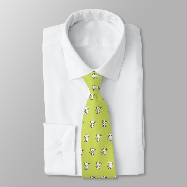 Funny cute Axolotl Squad custom editable black Tie (Tied)