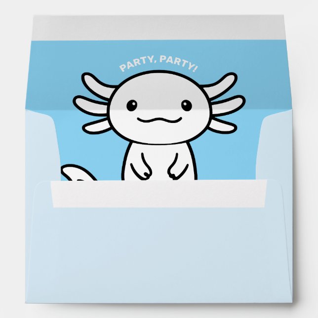 Funny cute Axolotl Squad custom editable blue Envelope (Back (Bottom))