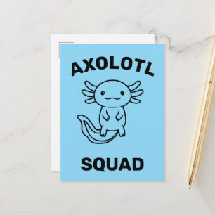 Funny cute Axolotl Squad custom editable blue Postcard