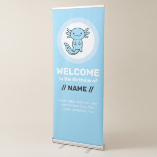Funny cute Axolotl Squad custom editable blue Retractable Banner