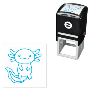 Funny cute Axolotl Squad custom editable blue Self-inking Stamp