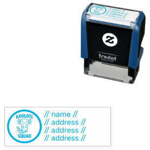 Funny cute Axolotl Squad custom editable blue Self-inking Stamp