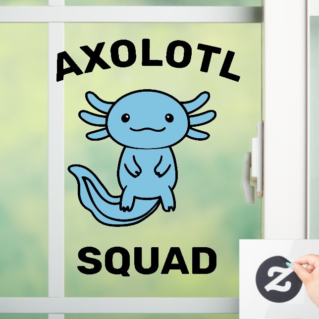 Funny cute Axolotl Squad custom editable blue Window Cling (Home)