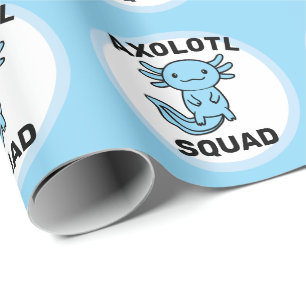 Funny cute Axolotl Squad custom editable blue Wrapping Paper