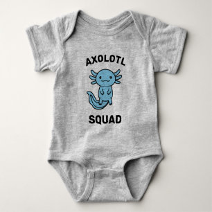 Funny cute Axolotl Squad custom editable pink Baby Bodysuit