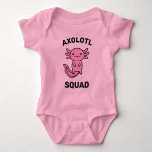 Funny cute Axolotl Squad custom editable pink Baby Bodysuit
