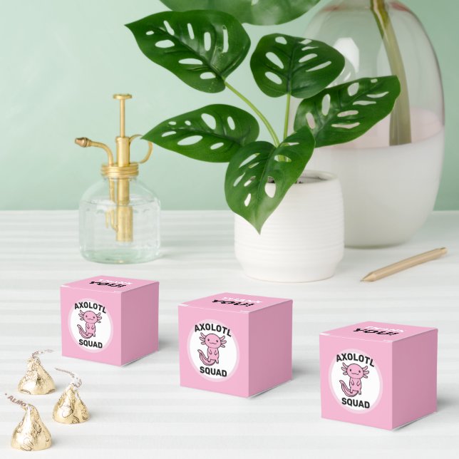 Funny cute Axolotl Squad custom editable pink Favour Box (Multiple)