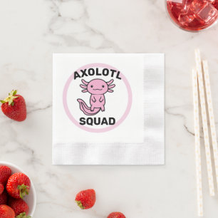 Funny cute Axolotl Squad custom editable pink Napkin