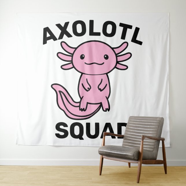 Funny cute Axolotl Squad custom editable pink Tapestry (In Situ (Horizontal))