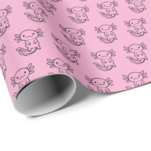 Funny cute Axolotl Squad custom editable pink Wrapping Paper (Roll Corner)