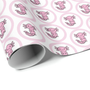 Funny cute Axolotl Squad custom editable pink Wrapping Paper
