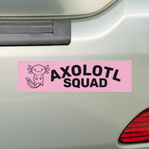 Funny cute Axolotl Squad Party editable blue pink Bumper Sticker