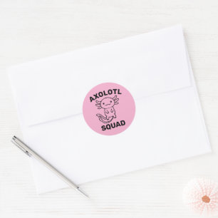 Funny cute Axolotl Squad Party editable blue pink Classic Round Sticker