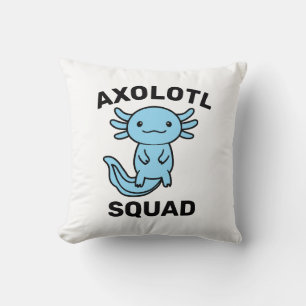 Funny cute Axolotl Squad Party editable blue pink Cushion