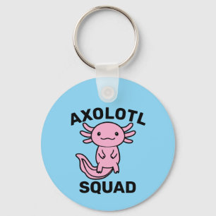 Funny cute Axolotl Squad Party editable blue pink Key Ring