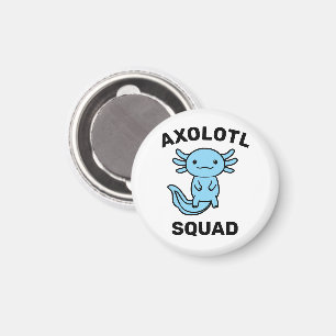 Funny cute Axolotl Squad Party editable blue pink Magnet