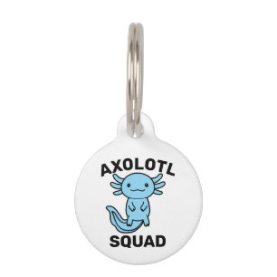 Funny cute Axolotl Squad Party editable blue pink Pet Tag