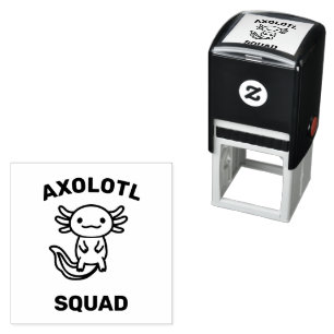 Funny cute Axolotl Squad Party editable blue pink Self-inking Stamp