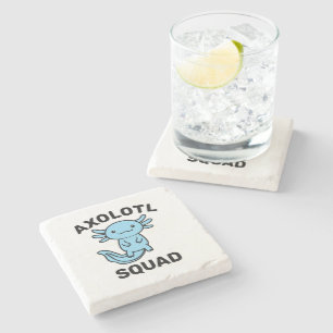Funny cute Axolotl Squad Party editable blue pink Stone Coaster