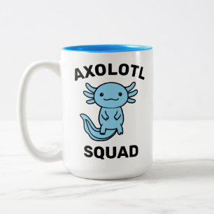 Funny cute Axolotl Squad Party editable blue pink Two-Tone Coffee Mug