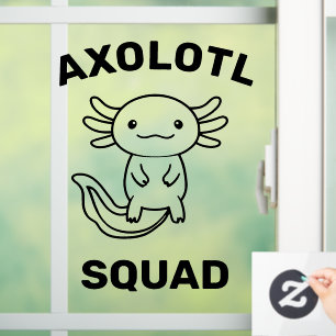 Funny cute Axolotl Squad Party editable blue pink Window Cling