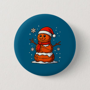Funny Cute Basketball Snowman Christmas Design 6 Cm Round Badge