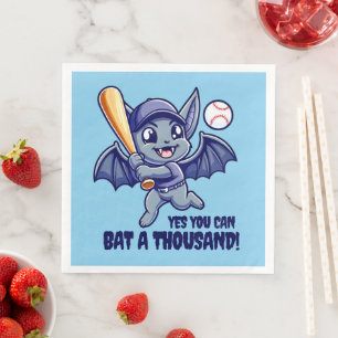 Funny Cute Bat Yes You Can Bat a Thousand Napkin