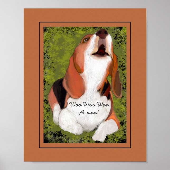 Funny, Cute Beagle's Howling Poster (Front)