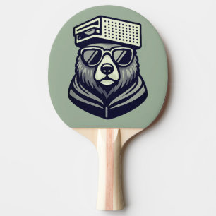 Funny Cute Bear With A Cheese Graters Hat  Ping Pong Paddle