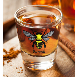 Funny Cute Bee Insect Buzzed Quote Shot Glass