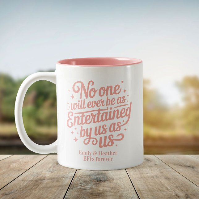 Funny Cute BFFs Bestie Swirly Friendship Two-Tone Coffee Mug (Creator Uploaded)