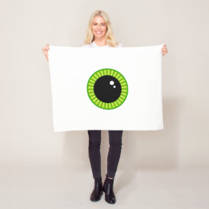 Funny Cute Big Green Eyeball Fleece Blanket