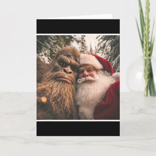 Funny Cute Bigfoot Santa Claus Selfie Christmas Pa Card