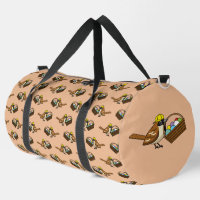 Funny Cute Bird with Colourful Eggs Basket Pattern
