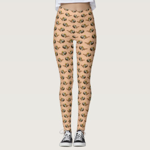 Funny Cute Bird with Colourful Eggs Basket Pattern Leggings