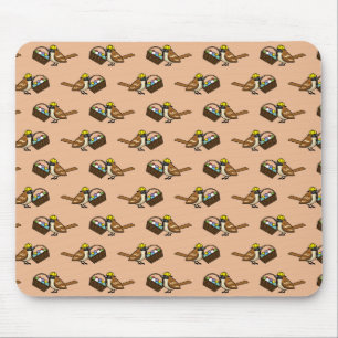 Funny Cute Bird with Colourful Eggs Basket Pattern Mouse Mat