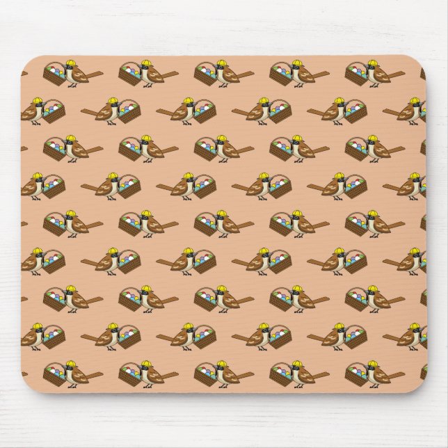 Funny Cute Bird with Colourful Eggs Basket Pattern Mouse Mat (Front)